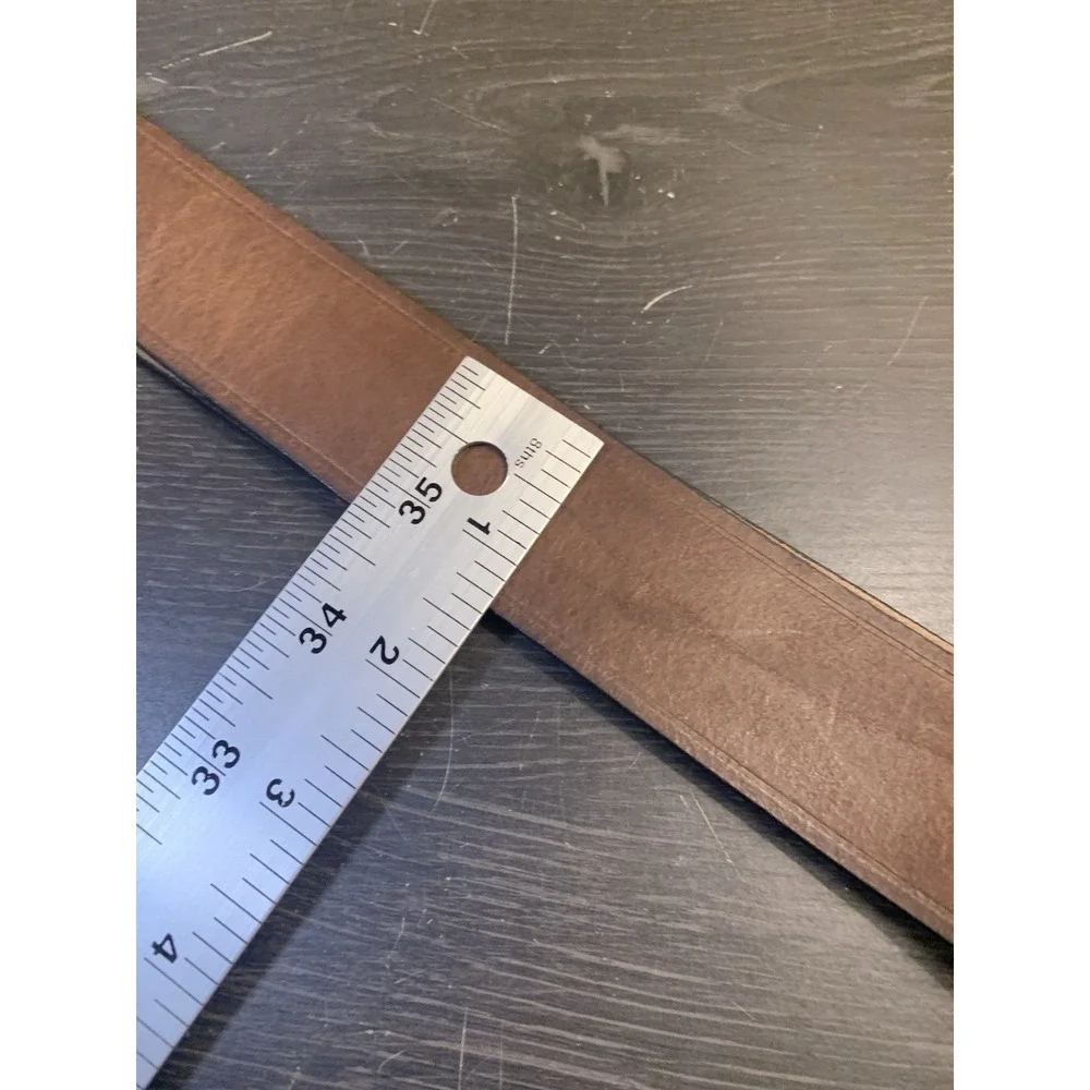 Heart Buckle Leather Belt Vintage Brown Silver tone buckle Sz 2X 40-44